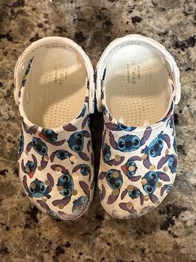 CROCS Kids Stitch Print Slip-On Clogs - White, Blue, Purple